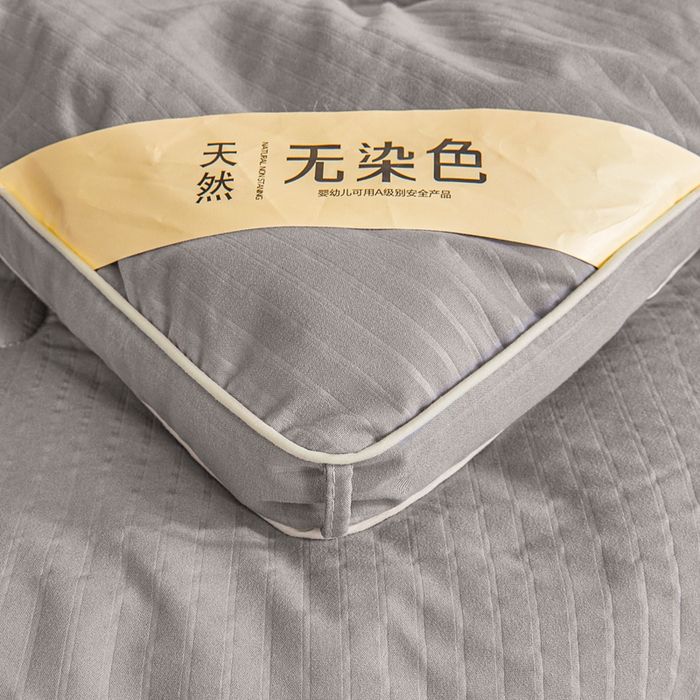 91家纺网 家纺一手货源 找家纺 艾特你 2025新款水洗棉提花无染立体大豆被子被芯 无染-灰色