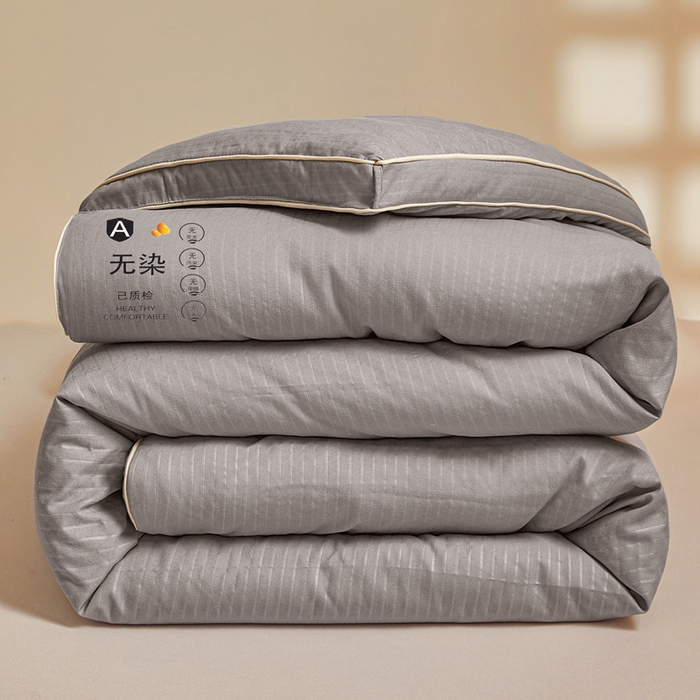 91家纺网 家纺一手货源 找家纺 艾特你 2025新款水洗棉提花无染立体大豆被子被芯 无染-灰色
