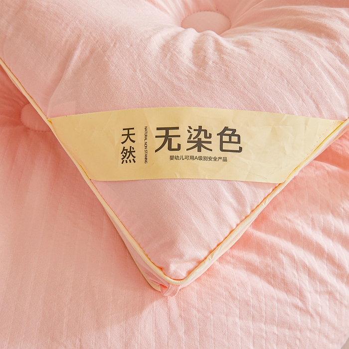 91家纺网 家纺一手货源 找家纺 艾特你 2025新款水洗棉提花无染立体大豆被子被芯 无染-粉色