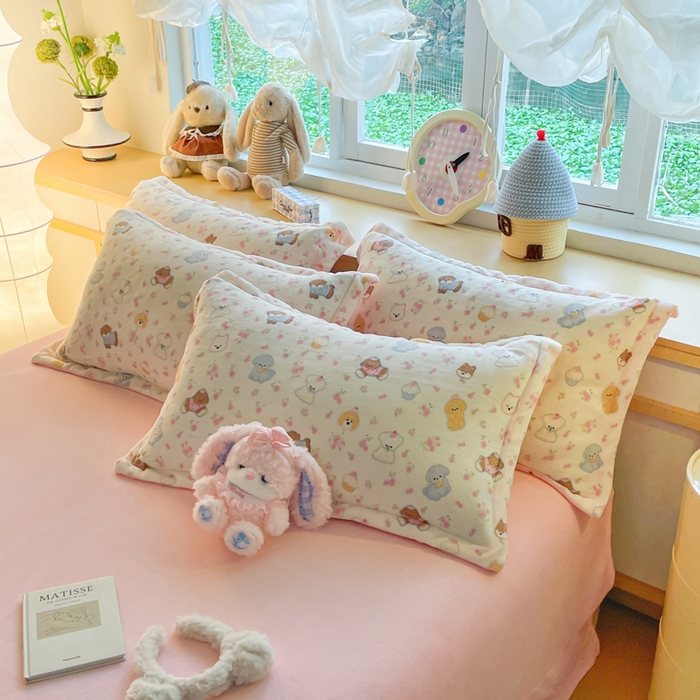 91家纺网 家纺一手货源 找家纺 弗苓家纺 2025新款加厚保暖双面牛奶绒四件套 小修狗