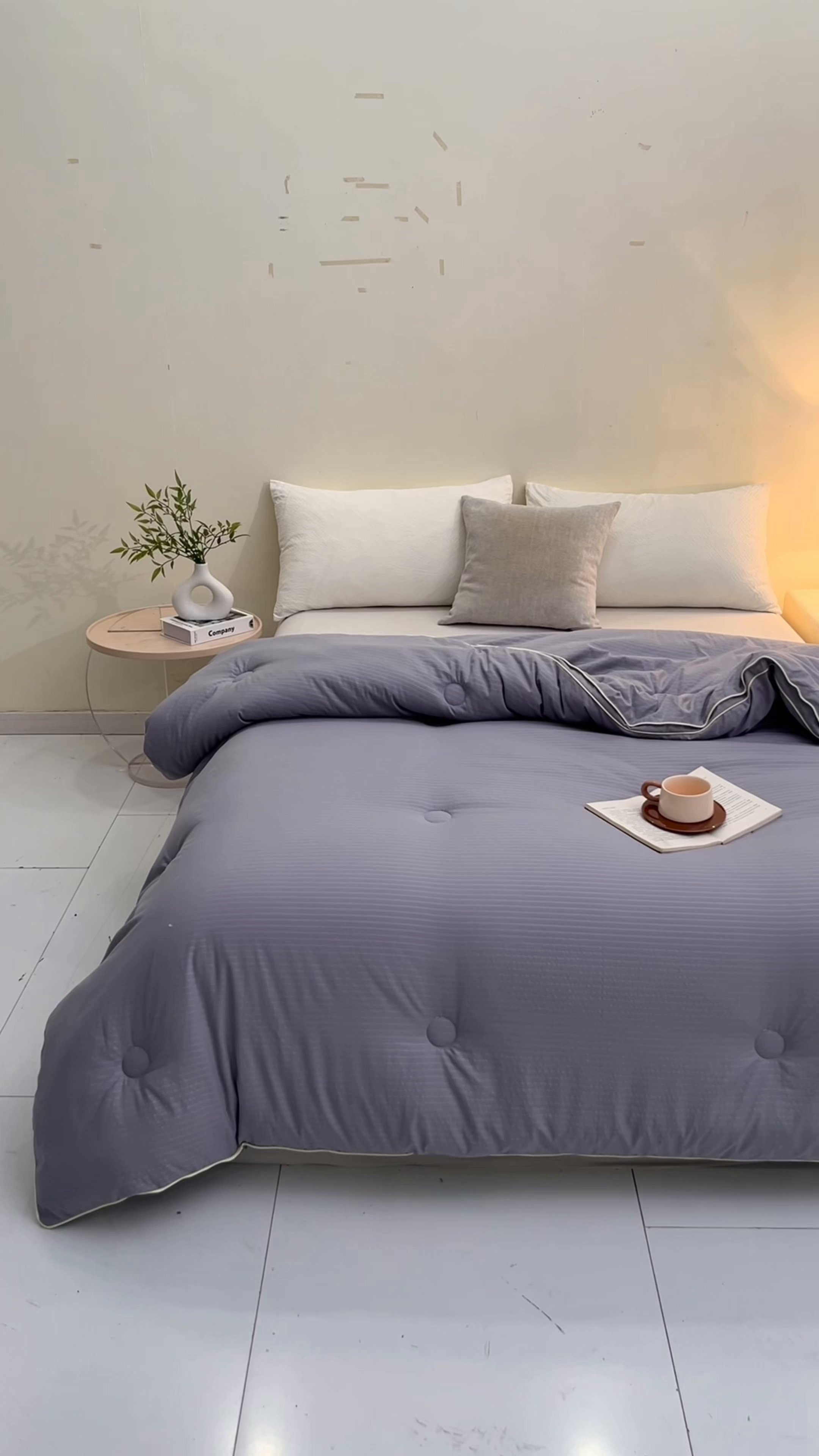 91家纺网 家纺一手货源 找家纺 艾特你 2025新款水洗棉提花无染立体大豆被子被芯 无染-灰色