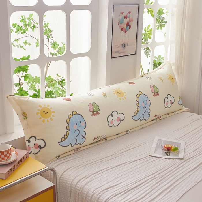 翎盈家纺 2025新款冬季小清新牛奶绒双人枕套 淘气恐龙