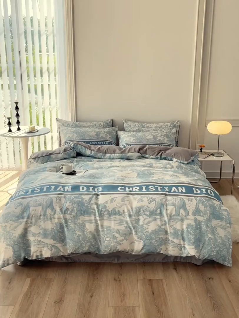 91家纺网 家纺一手货源 找家纺 色鬼布艺高端家居主号 2025秋冬新款网红款水洗棉四季款四件套 梦幻蓝