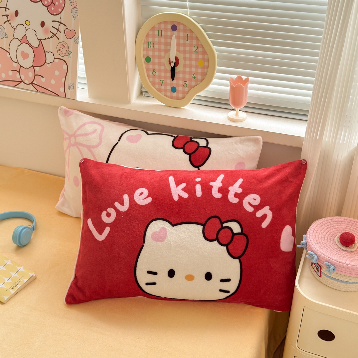 91家纺网 家纺一手货源 找家纺 寐居家纺 2025新款毛球毛巾绣牛奶绒四件套 毛球球·心动KT喵