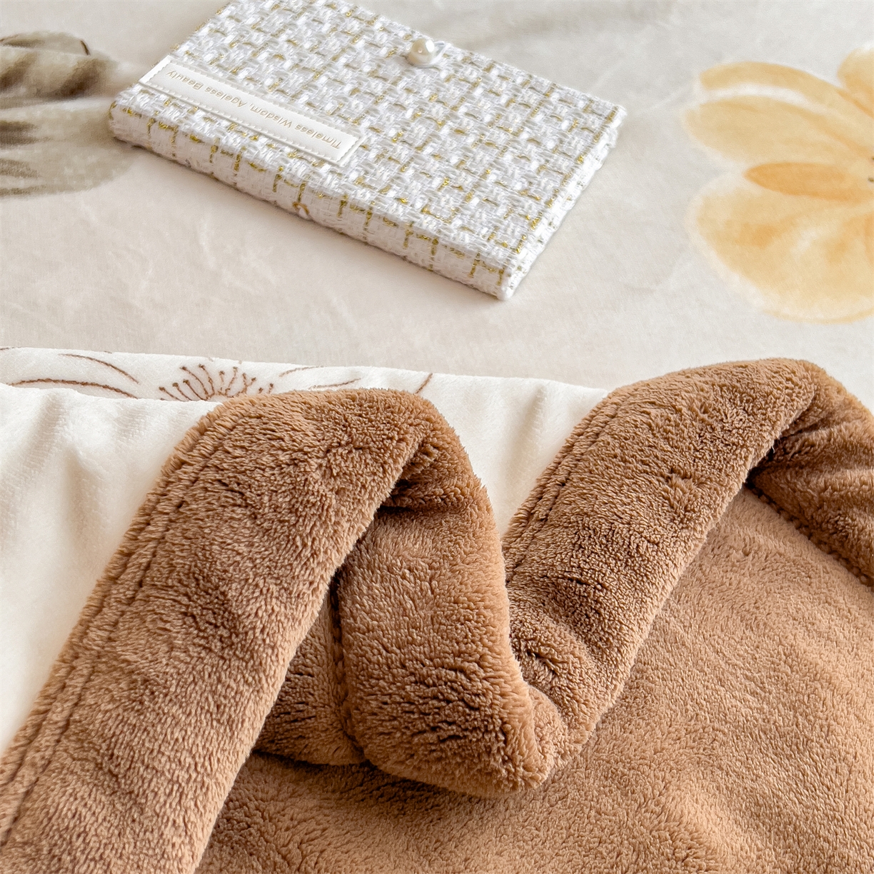 91家纺网 家纺一手货源 找家纺 慕木家纺 2025新款高克重印花牛奶绒云锦绒双层毛毯毛毯毯子（可供跨境提供买家秀） 双层毛毯-郁金香+咖