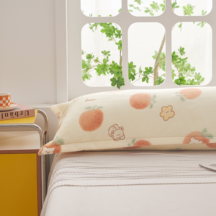 91家纺网 家纺一手货源 找家纺 翎盈家纺 2025新款冬季小清新牛奶绒双人枕套 心想事成