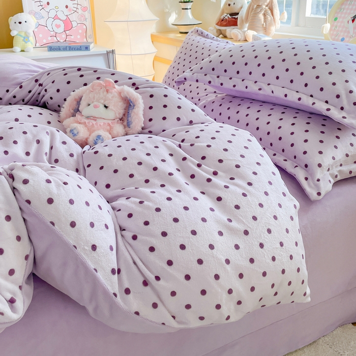 91家纺网 家纺一手货源 找家纺 弗苓家纺 2025新款加厚保暖双面牛奶绒四件套 紫啵啵