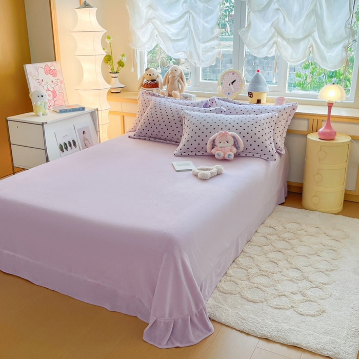 91家纺网 家纺一手货源 找家纺 弗苓家纺 2025新款加厚保暖双面牛奶绒四件套 紫啵啵