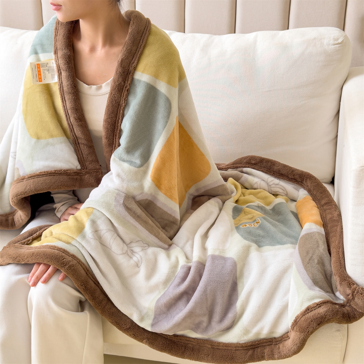 91家纺网 家纺一手货源 找家纺 慕木家纺 2025新款高克重印花牛奶绒云锦绒双层毛毯毛毯毯子（可供跨境提供买家秀） 双层毛毯-魔方格子+咖