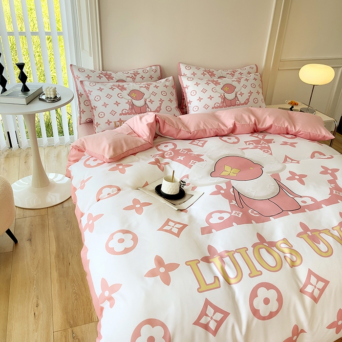 91家纺网 家纺一手货源 找家纺 色鬼布艺高端家居主号 2025秋冬新款网红款水洗棉四季款四件套 太阳花粉