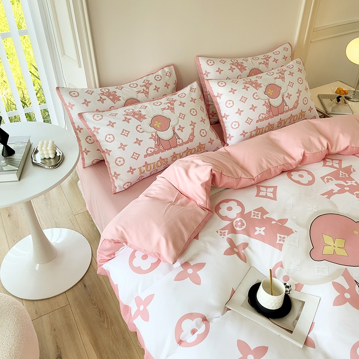 91家纺网 家纺一手货源 找家纺 色鬼布艺高端家居主号 2025秋冬新款网红款水洗棉四季款四件套 太阳花粉