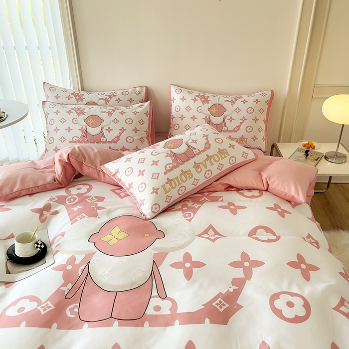 91家纺网 家纺一手货源 找家纺 色鬼布艺高端家居主号 2025秋冬新款网红款水洗棉四季款四件套 太阳花粉