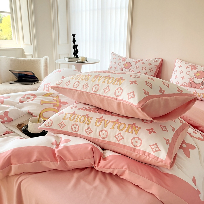 91家纺网 家纺一手货源 找家纺 色鬼布艺高端家居主号 2025秋冬新款网红款水洗棉四季款四件套 太阳花粉