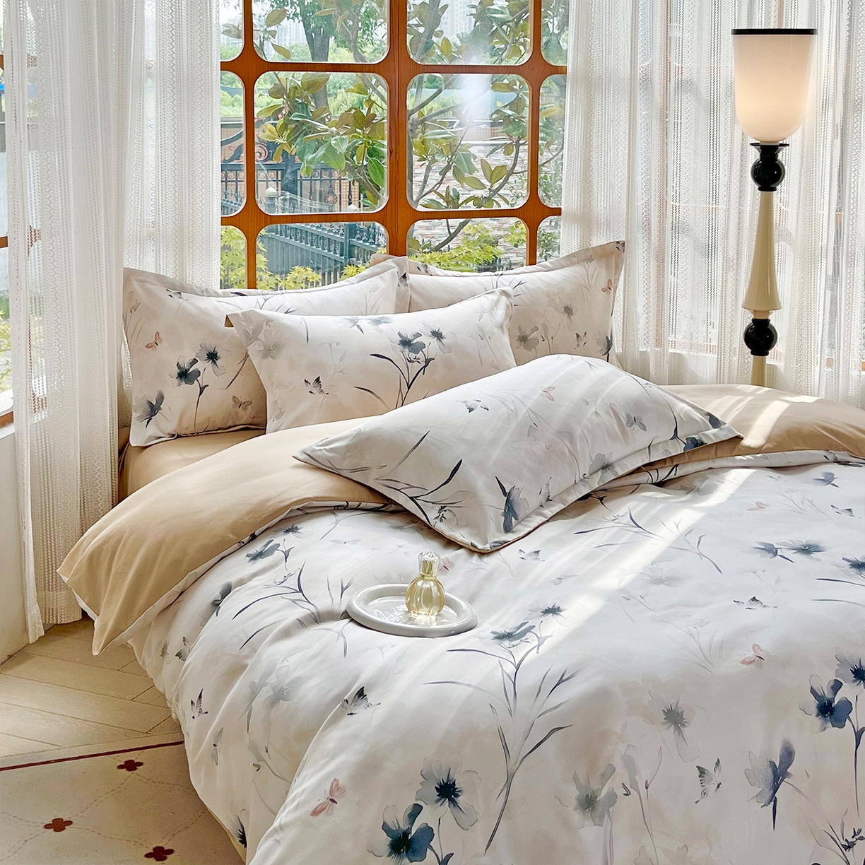 91家纺网 家纺一手货源 找家纺 佳宇轩 2025新款活性数码印花单人三件套双人四件套 暗香