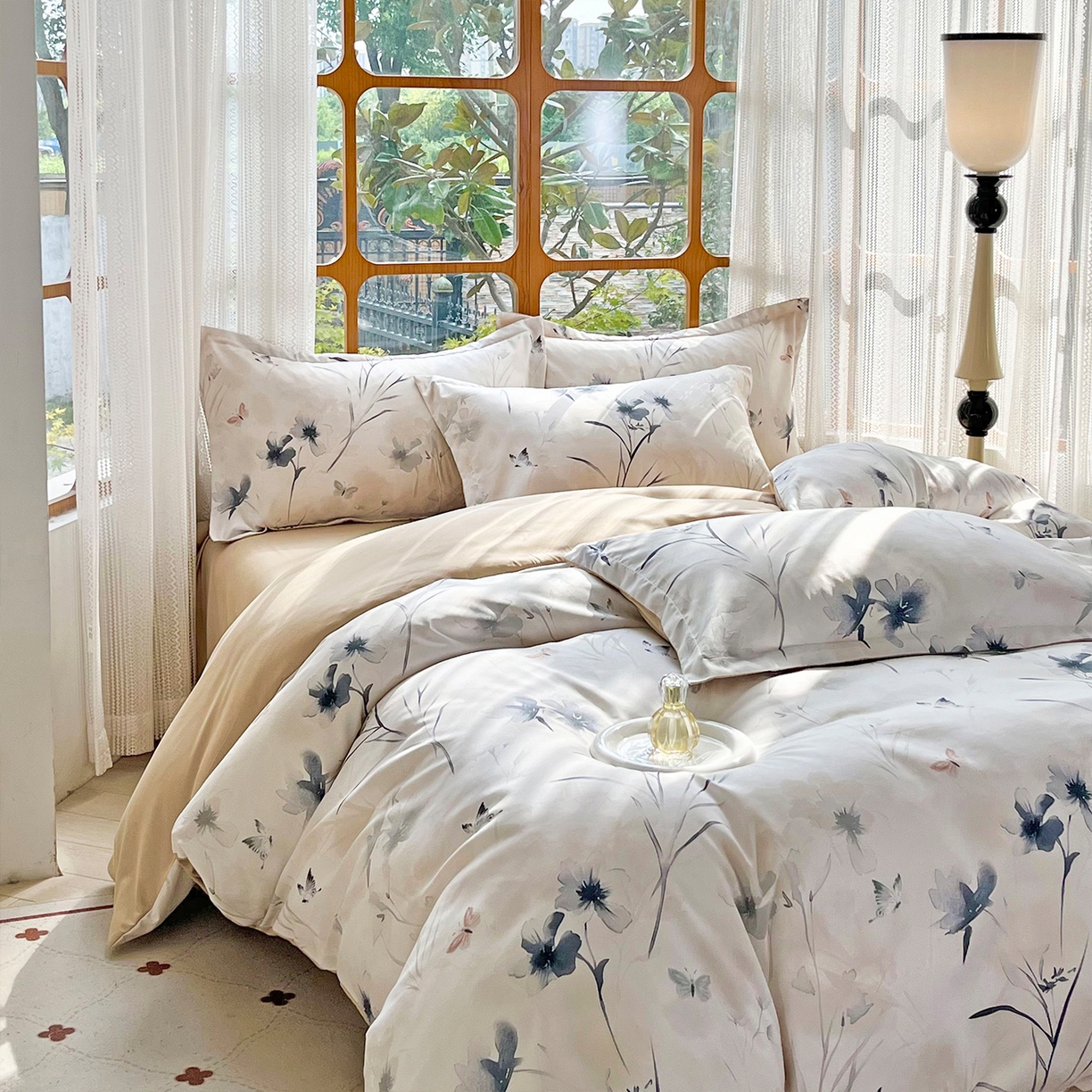 91家纺网 家纺一手货源 找家纺 佳宇轩 2025新款活性数码印花单人三件套双人四件套 暗香