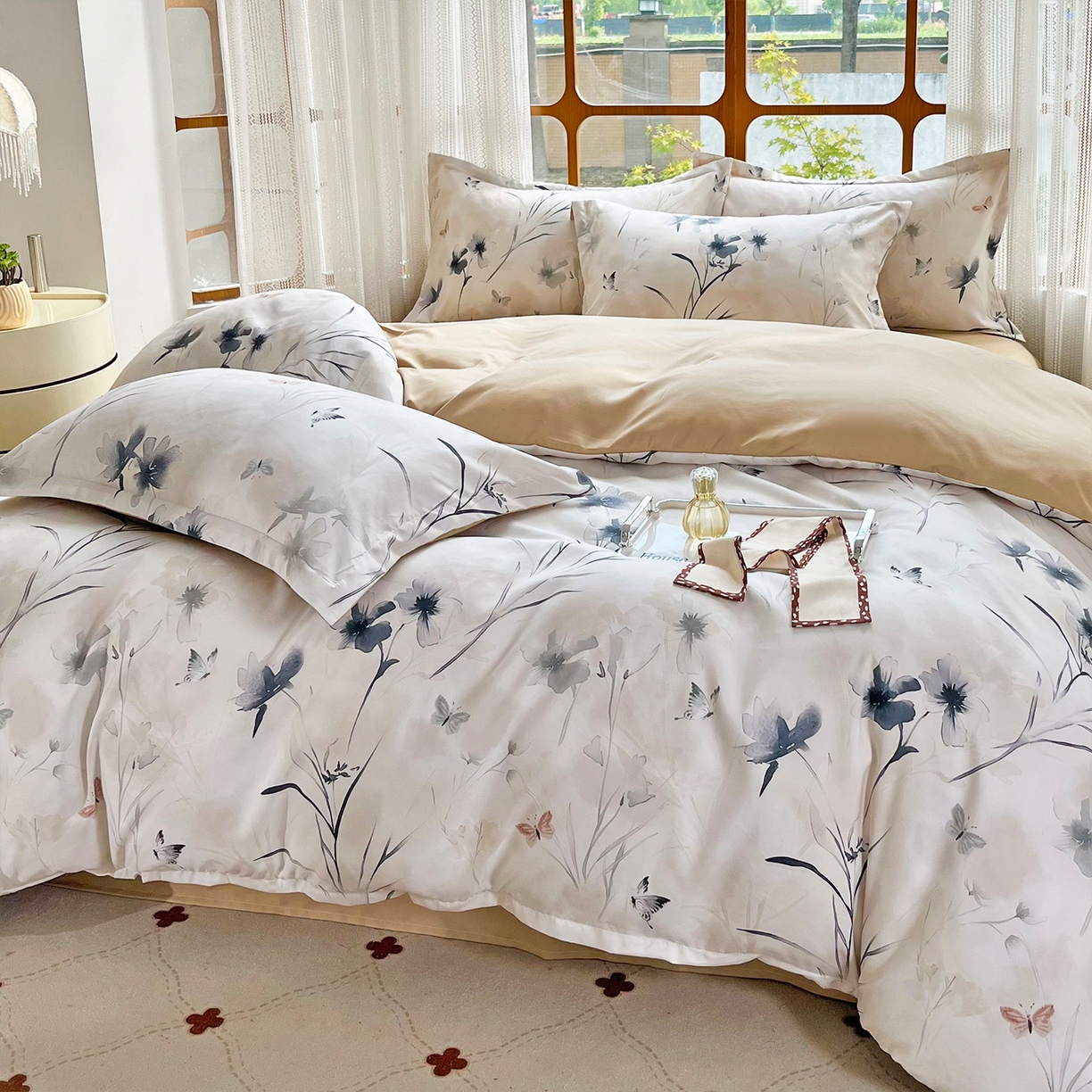 91家纺网 家纺一手货源 找家纺 佳宇轩 2025新款活性数码印花单人三件套双人四件套 暗香