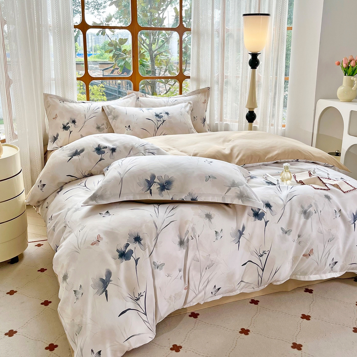 91家纺网 家纺一手货源 找家纺 佳宇轩 2025新款活性数码印花单人三件套双人四件套 暗香