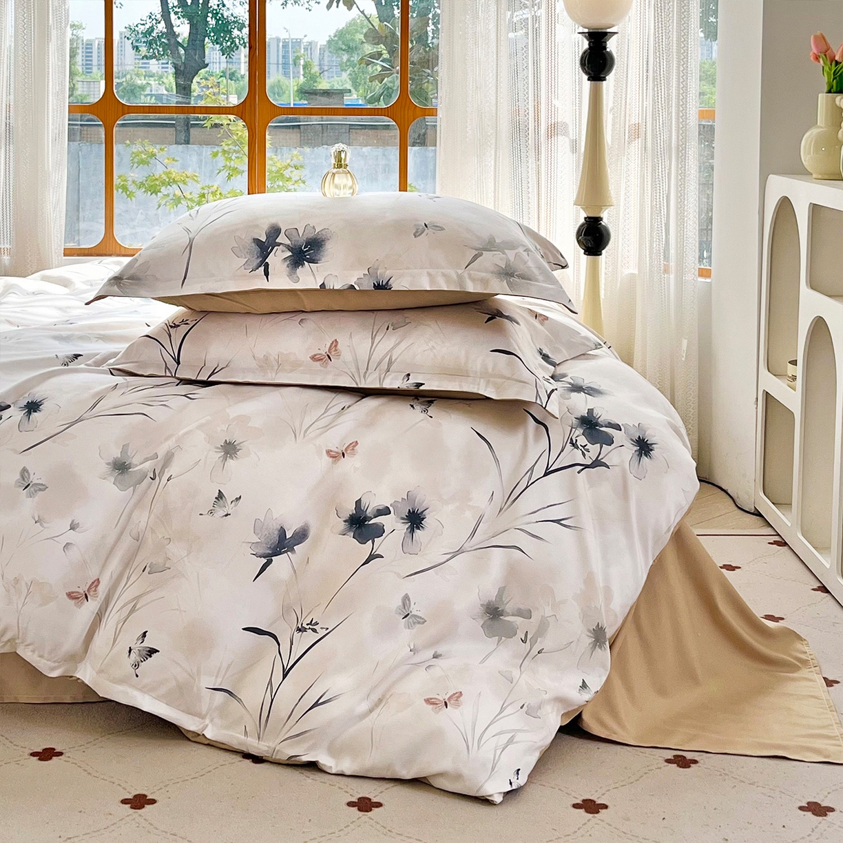 91家纺网 家纺一手货源 找家纺 佳宇轩 2025新款活性数码印花单人三件套双人四件套 暗香