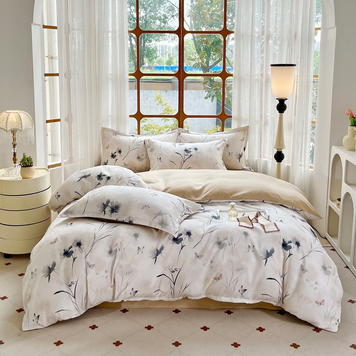 91家纺网 家纺一手货源 找家纺 佳宇轩 2025新款活性数码印花单人三件套双人四件套 暗香