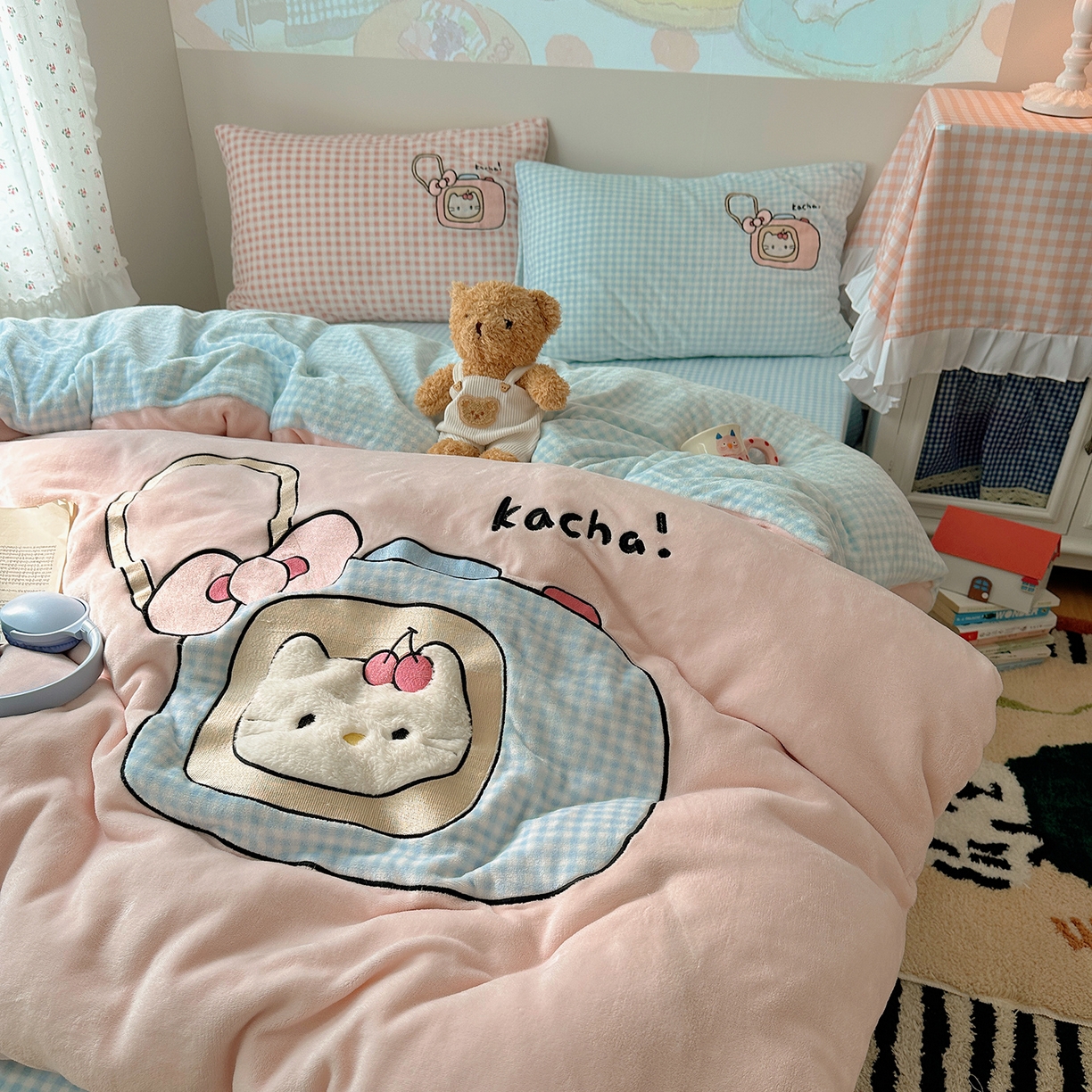 91家纺网 家纺一手货源 找家纺 （总）桃子家居 2025新款A类兔毛贴布绣刺绣牛奶绒四件套