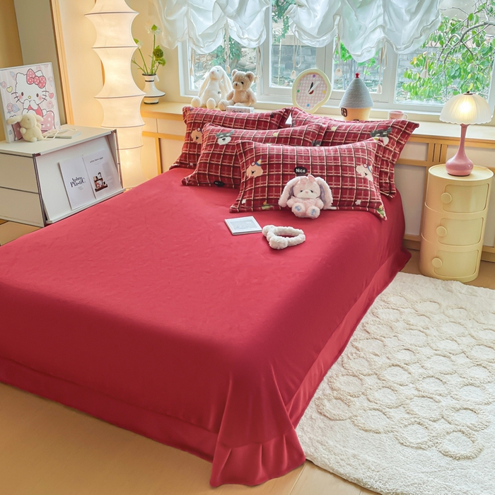 91家纺网 家纺一手货源 找家纺 典曼家纺 2025新款加厚保暖双面牛奶绒四件套 圣诞汪