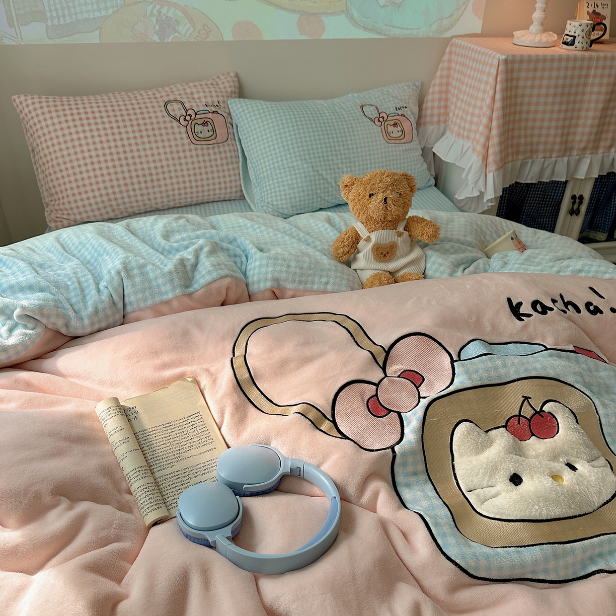 91家纺网 家纺一手货源 找家纺 （总）桃子家居 2025新款A类兔毛贴布绣刺绣牛奶绒四件套