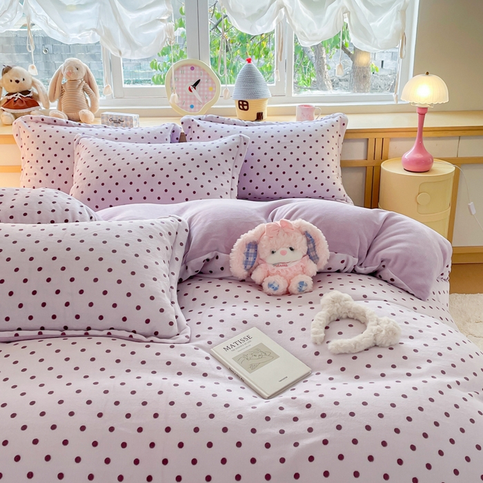 91家纺网 家纺一手货源 找家纺 典曼家纺 2025新款加厚保暖双面牛奶绒四件套 紫啵啵