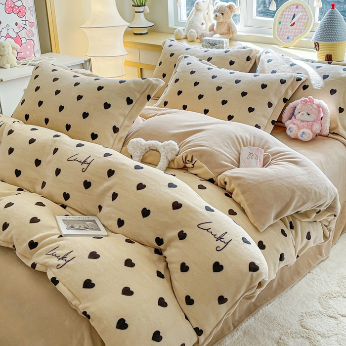 91家纺网 家纺一手货源 找家纺 典曼家纺 2025新款加厚保暖双面牛奶绒四件套 卡布奇诺