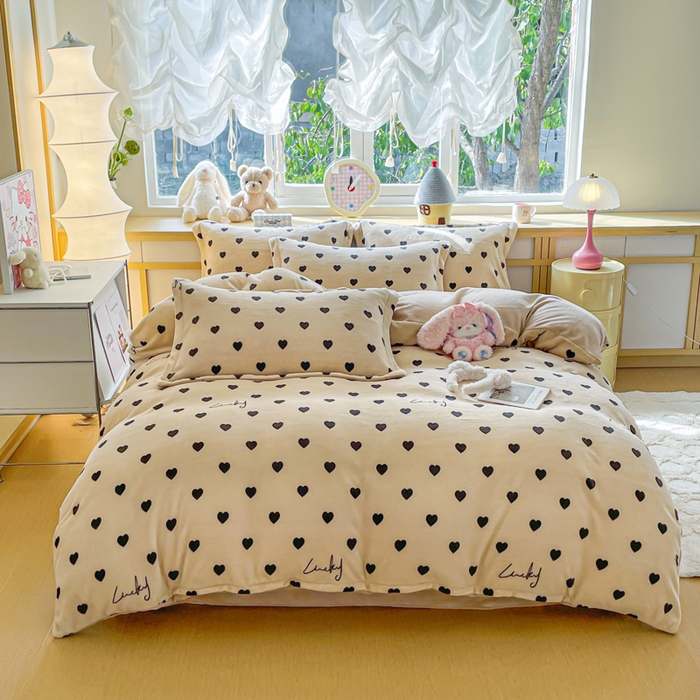 91家纺网 家纺一手货源 找家纺 典曼家纺 2025新款加厚保暖双面牛奶绒四件套 卡布奇诺