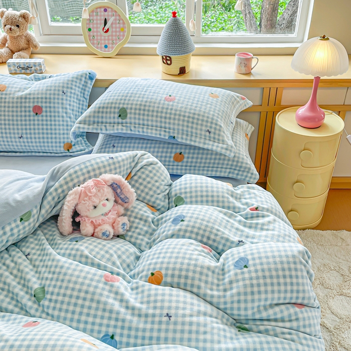 91家纺网 家纺一手货源 找家纺 典曼家纺 2025新款加厚保暖双面牛奶绒四件套 小南瓜