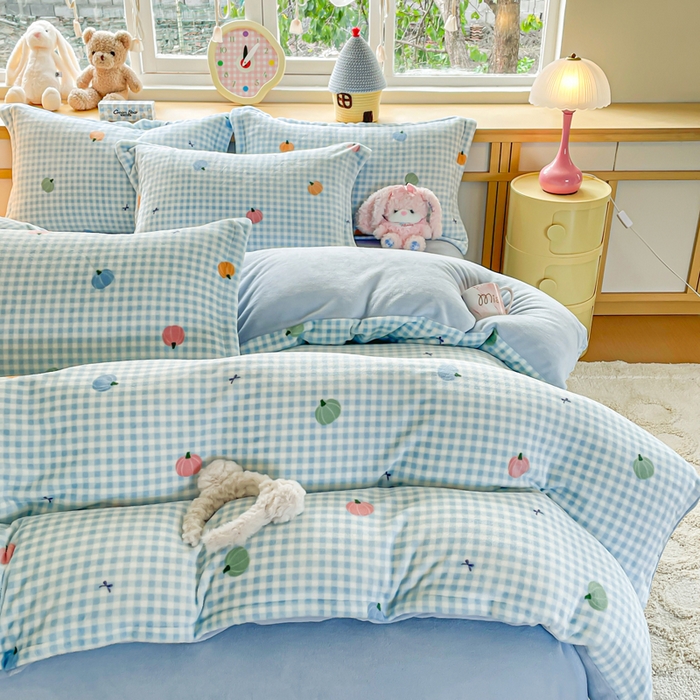 91家纺网 家纺一手货源 找家纺 典曼家纺 2025新款加厚保暖双面牛奶绒四件套 小南瓜