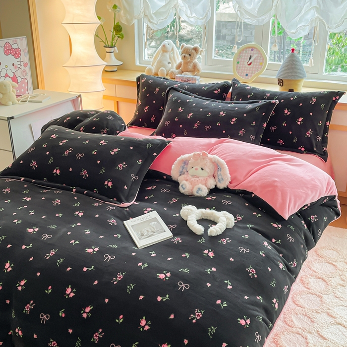 91家纺网 家纺一手货源 找家纺 典曼家纺 2025新款加厚保暖双面牛奶绒四件套 乌梅子酱