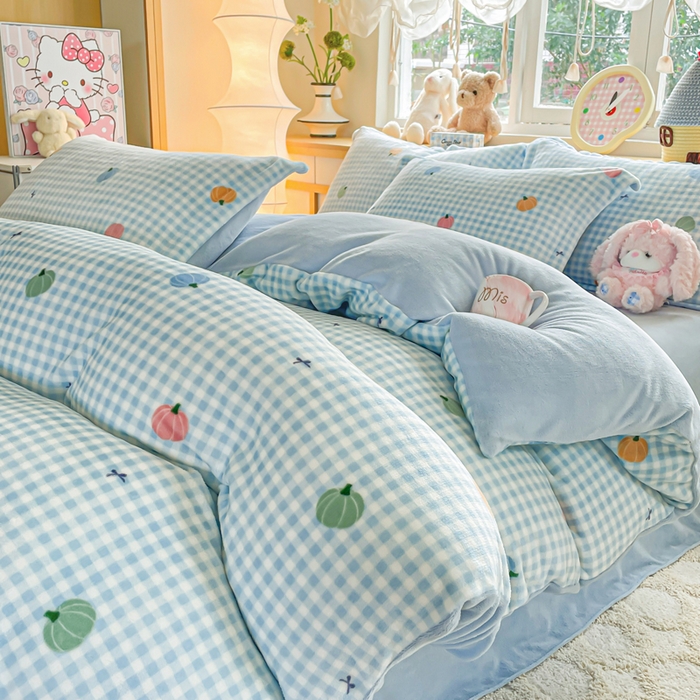 典曼家纺 2025新款加厚保暖双面牛奶绒四件套 小南瓜