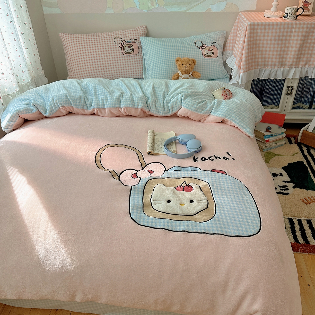 91家纺网 家纺一手货源 找家纺 （总）桃子家居 2025新款A类兔毛贴布绣刺绣牛奶绒四件套