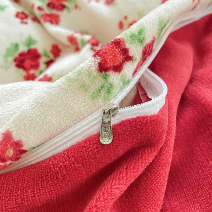 91家纺网 家纺一手货源 找家纺 典曼家纺 2025新款加厚保暖双面牛奶绒四件套 花妖- 白