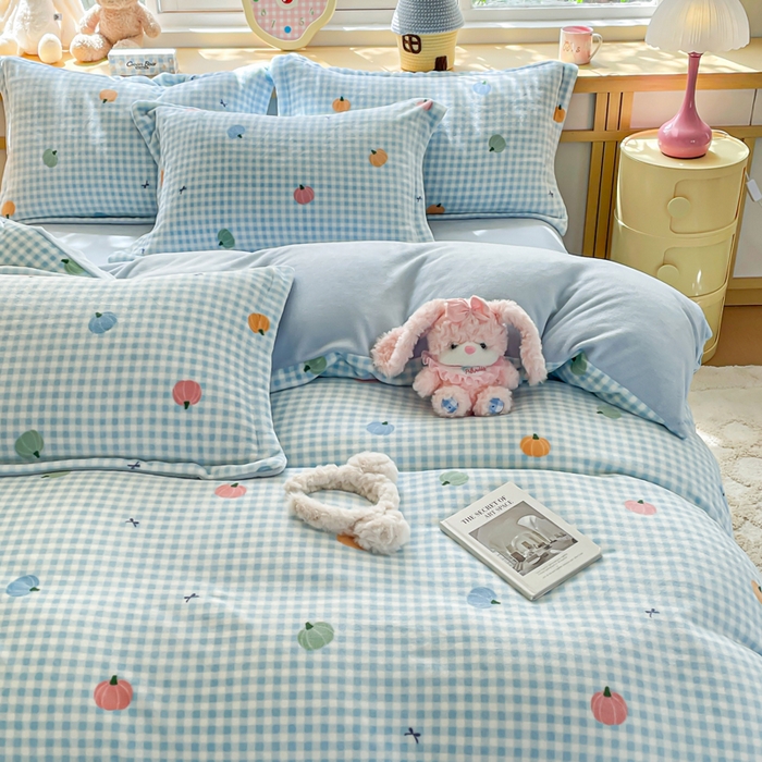 91家纺网 家纺一手货源 找家纺 典曼家纺 2025新款加厚保暖双面牛奶绒四件套 小南瓜