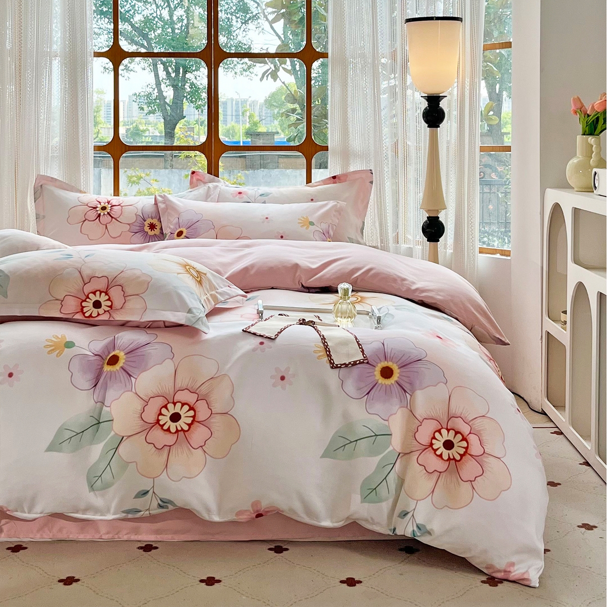 91家纺网 家纺一手货源 找家纺 佳宇轩 2025新款活性数码印花单人三件套双人四件套 春暖花开