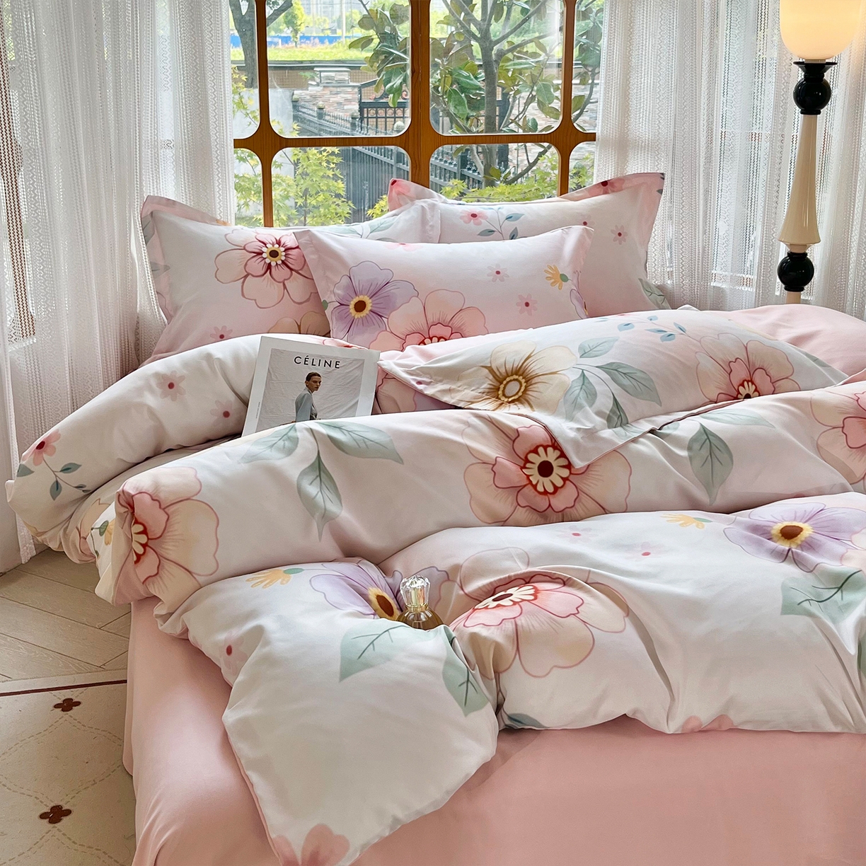 91家纺网 家纺一手货源 找家纺 佳宇轩 2025新款活性数码印花单人三件套双人四件套 春暖花开