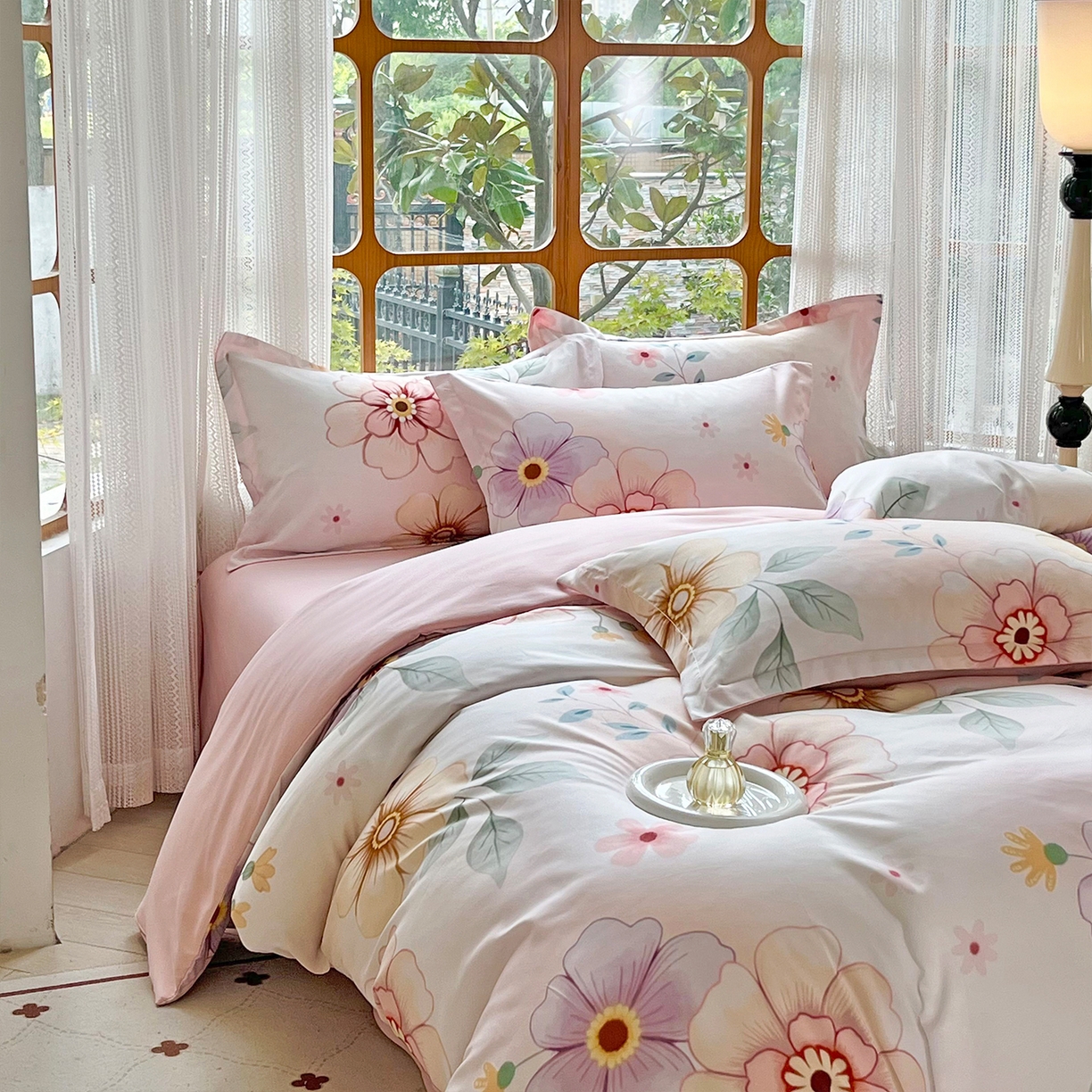 91家纺网 家纺一手货源 找家纺 佳宇轩 2025新款活性数码印花单人三件套双人四件套 春暖花开