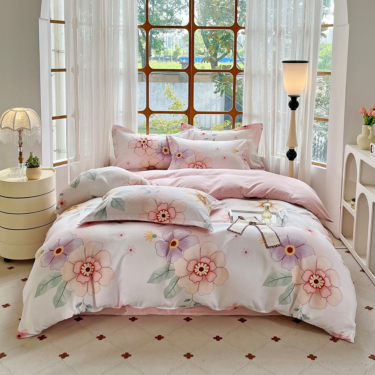 91家纺网 家纺一手货源 找家纺 佳宇轩 2025新款活性数码印花单人三件套双人四件套 春暖花开