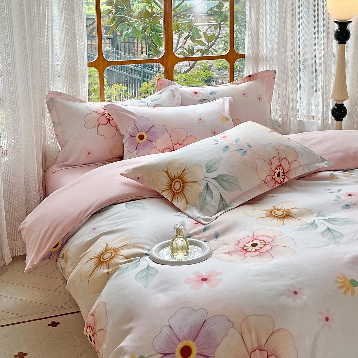 91家纺网 家纺一手货源 找家纺 佳宇轩 2025新款活性数码印花单人三件套双人四件套 春暖花开