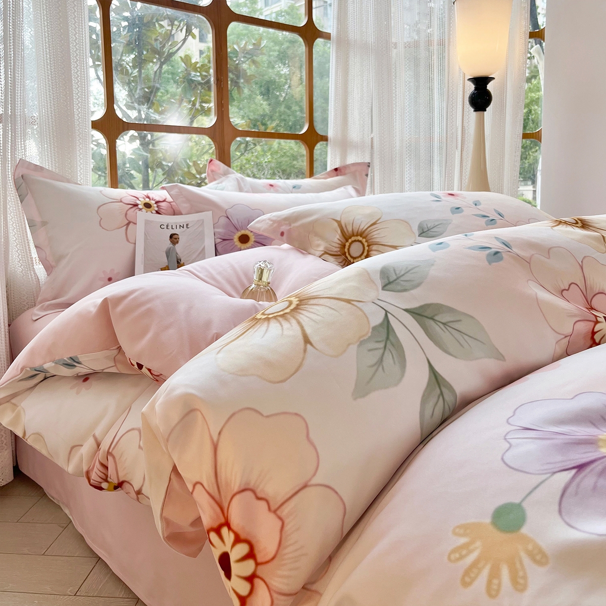 91家纺网 家纺一手货源 找家纺 佳宇轩 2025新款活性数码印花单人三件套双人四件套 春暖花开