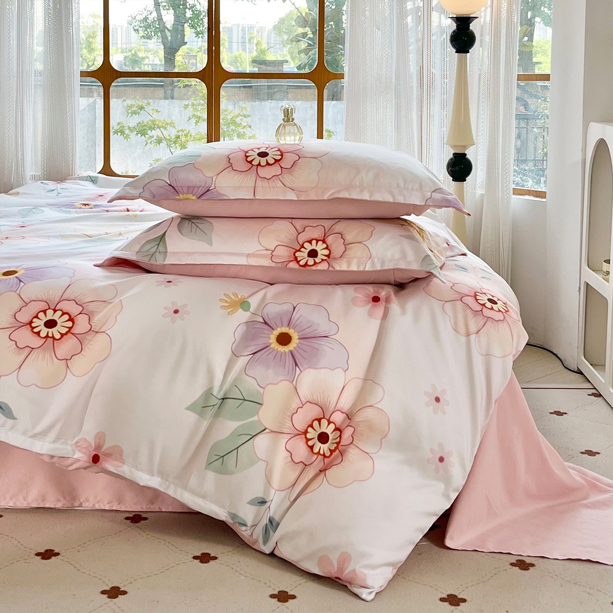 91家纺网 家纺一手货源 找家纺 佳宇轩 2025新款活性数码印花单人三件套双人四件套 春暖花开