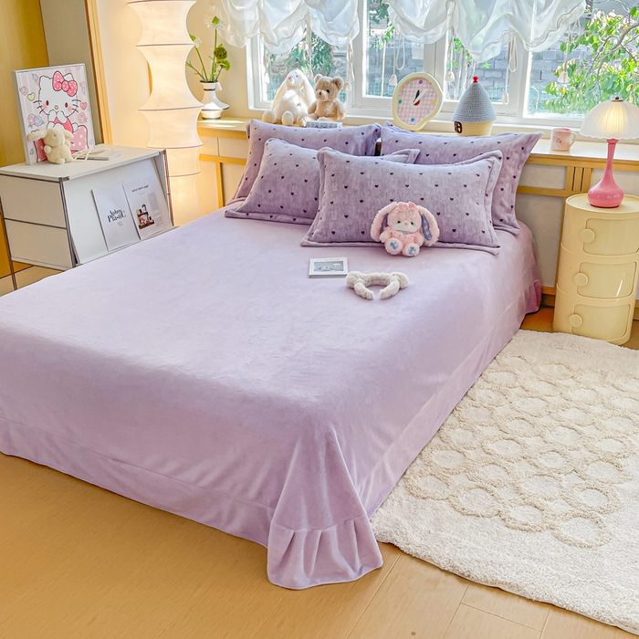 91家纺网 家纺一手货源 找家纺 典曼家纺 2025新款加厚保暖双面牛奶绒四件套 心动-紫