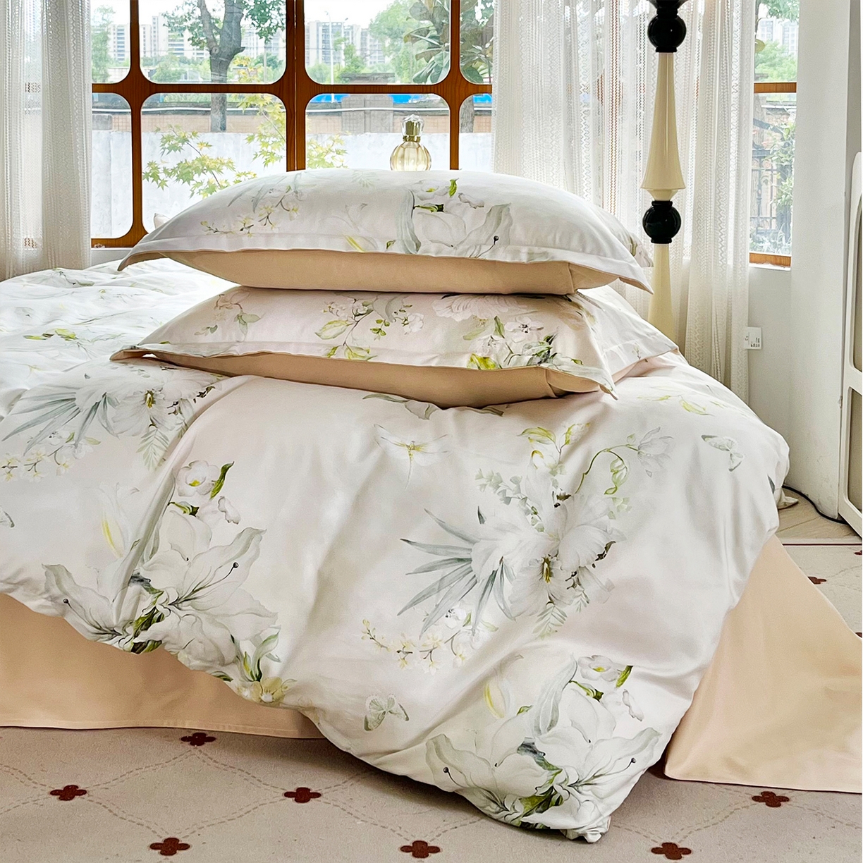 91家纺网 家纺一手货源 找家纺 佳宇轩 2025新款活性数码印花单人三件套双人四件套 婀娜多姿