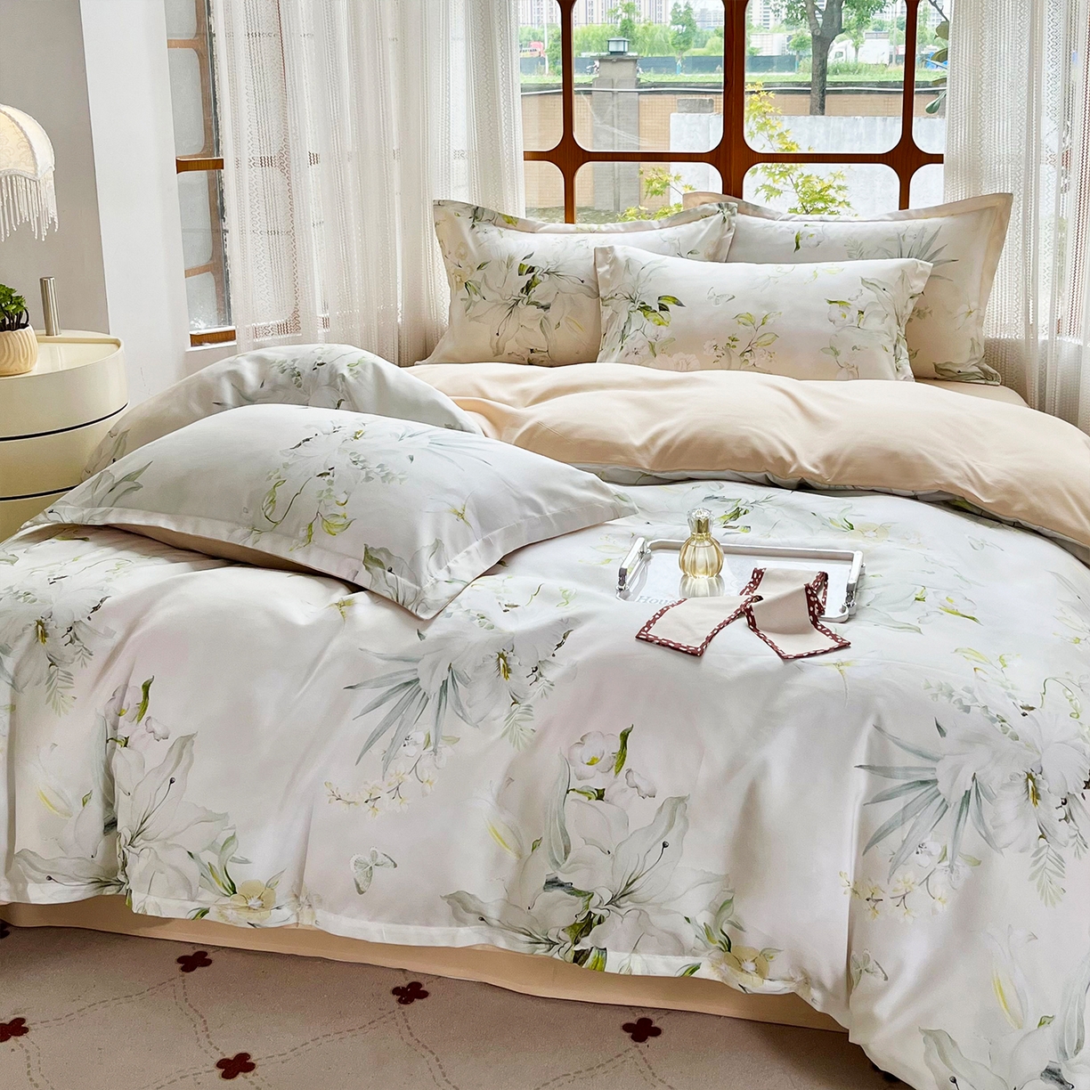 91家纺网 家纺一手货源 找家纺 佳宇轩 2025新款活性数码印花单人三件套双人四件套 婀娜多姿