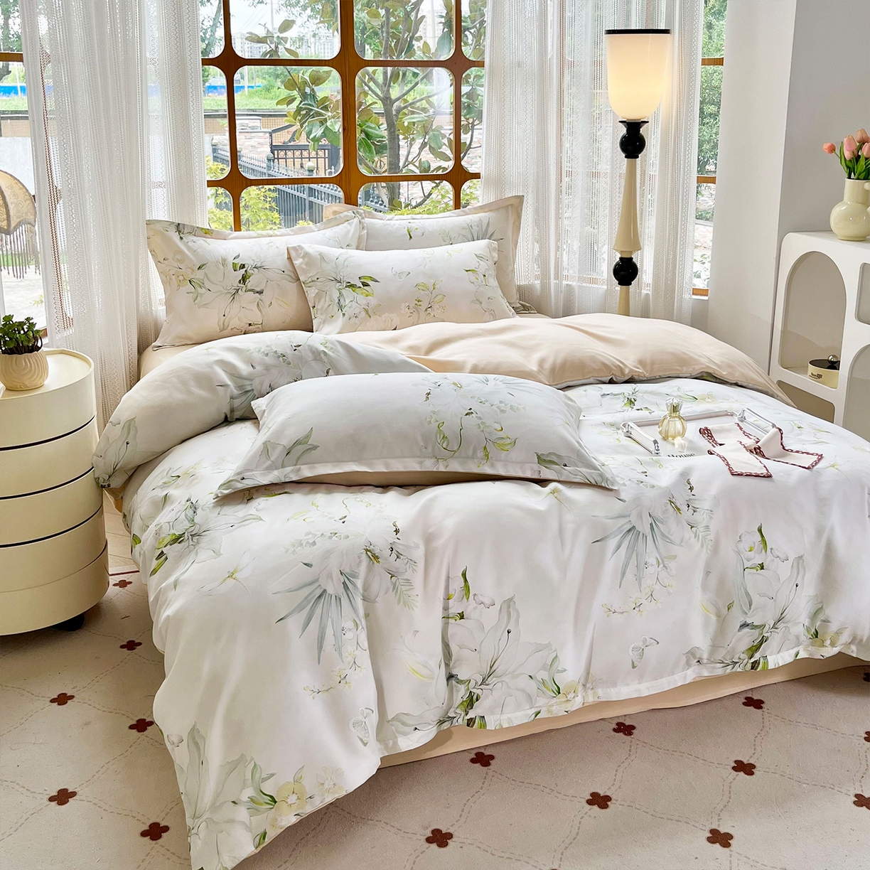 91家纺网 家纺一手货源 找家纺 佳宇轩 2025新款活性数码印花单人三件套双人四件套 婀娜多姿