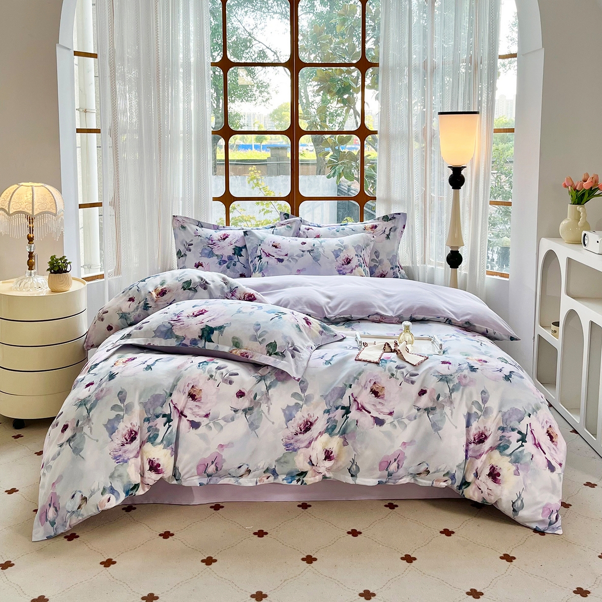 佳宇轩 2025新款活性数码印花单人三件套双人四件套 花团锦簇