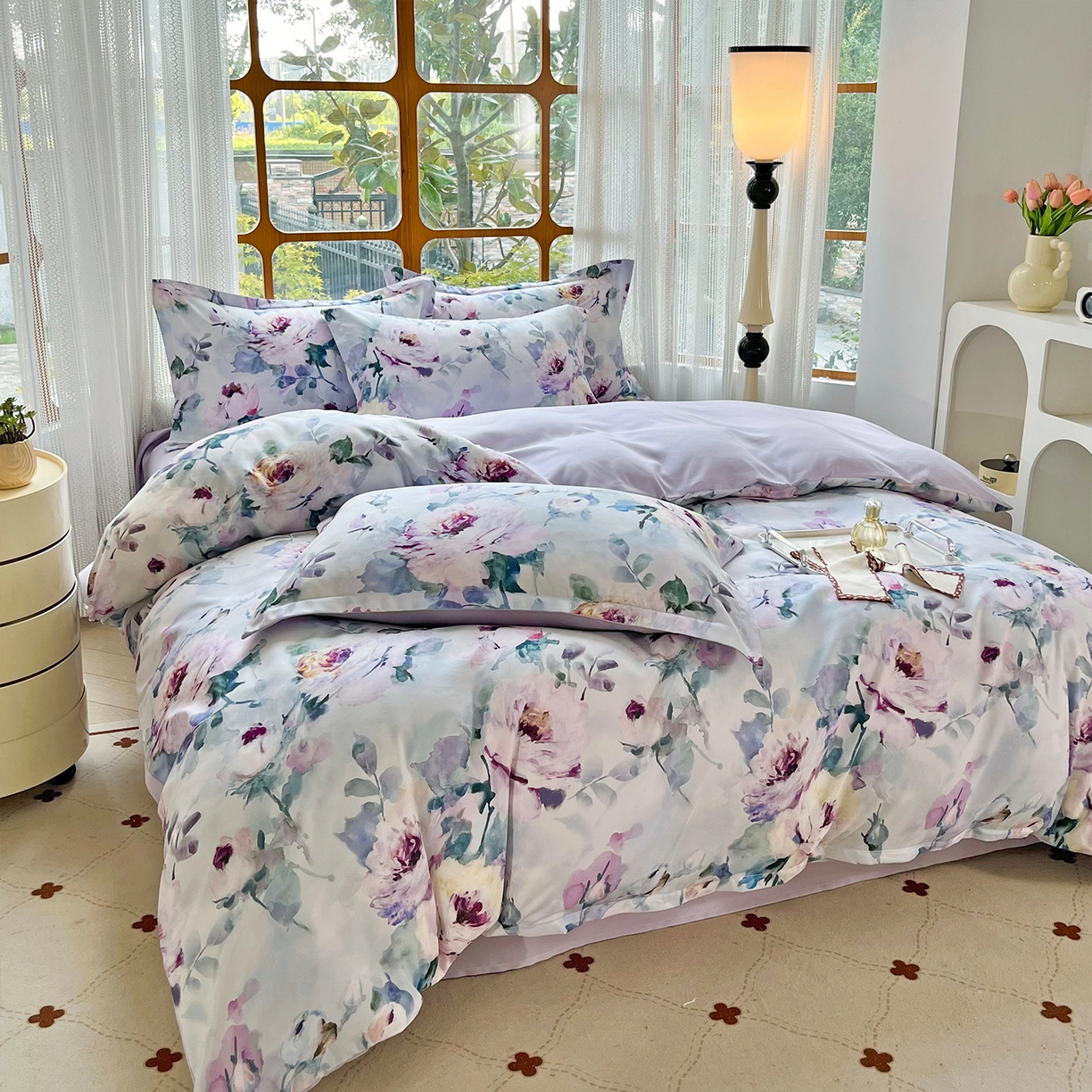 91家纺网 家纺一手货源 找家纺 佳宇轩 2025新款活性数码印花单人三件套双人四件套 花团锦簇