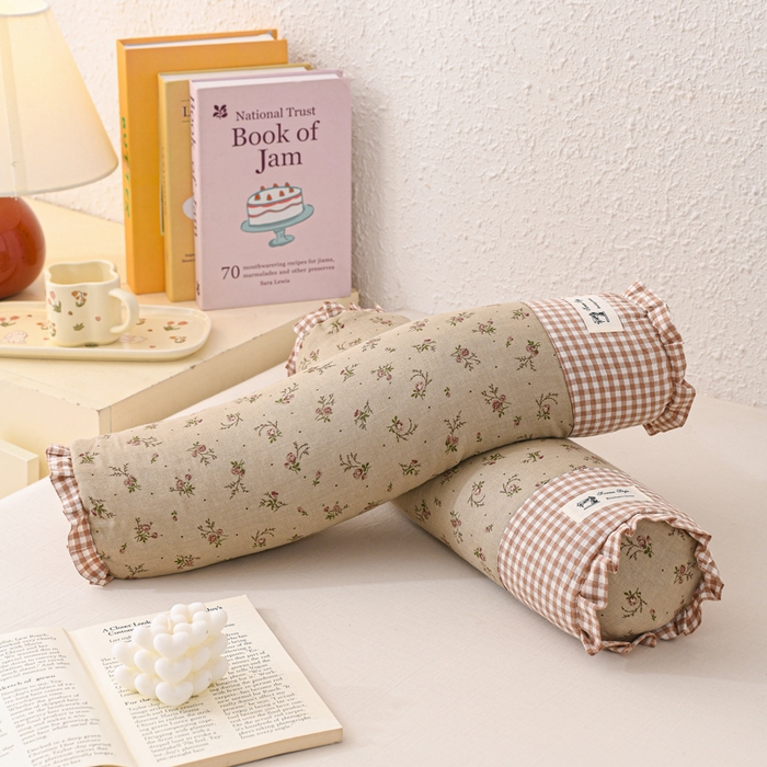 91家纺网 家纺一手货源 找家纺 （总）大熊枕芯 2025新款田园风全棉双层纱圆柱糖果荞麦枕头枕芯